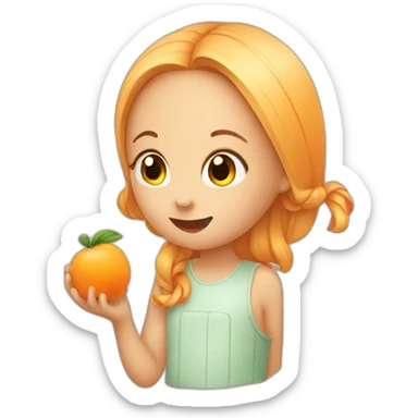 a girl eating apricot sticker