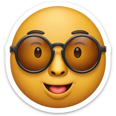 a round yellow circular emoji wearing cool sunglasses with a cocky face sticker