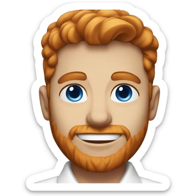 Portrait of an adult guy with red hair, light skin, stubble, blue eyes, wearing a white office shirt. sticker