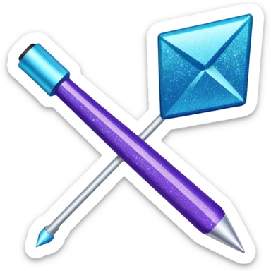 flecha para esquerda glitter roxo e ciano sticker