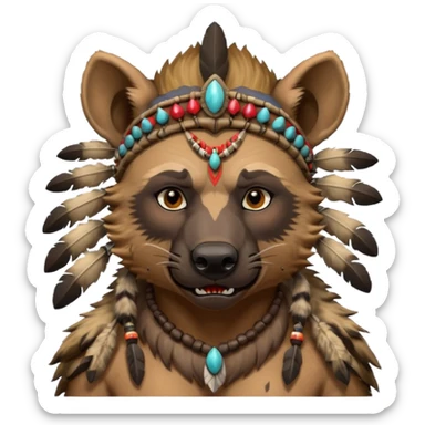 A native strong buff hyena with war bonnet  sticker