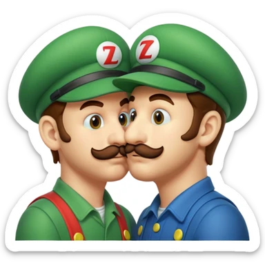 Mario and Luigi kiss sticker