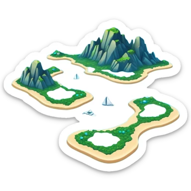 futuristic sea map with islands and a route  sticker
