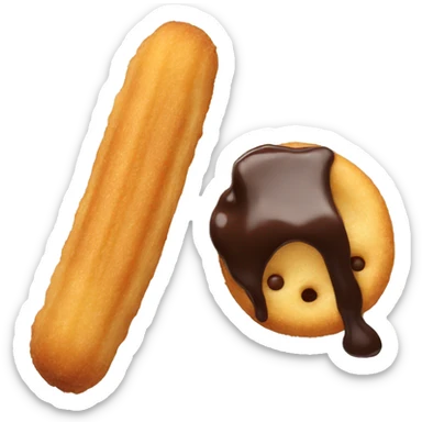 Churro with chocolate dipped tip sticker