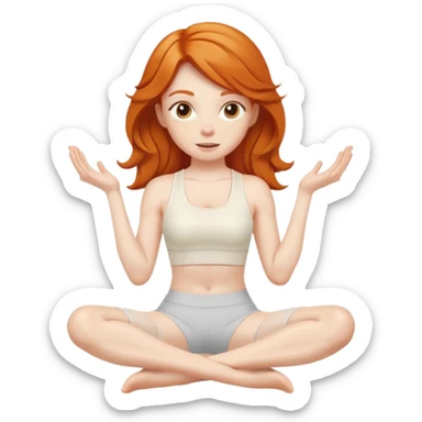 Ginger girl pilates sit ups middle part hair cream outfit sticker