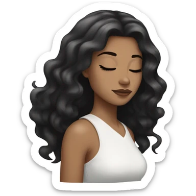 Coquette white girl teenage black hair sleeping  sticker