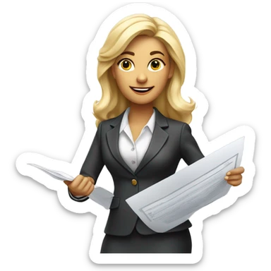 Blonde woman in talent development making money sticker