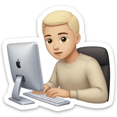 A professional working hard in front of a computer. sticker