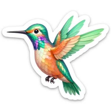 peach and mint humming bird, warm colours  sticker