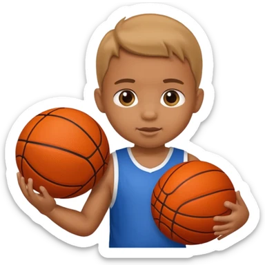 Baby holding football and basketball sticker