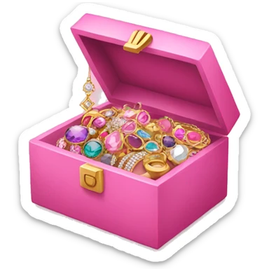 Pink box filled with jewelry  sticker