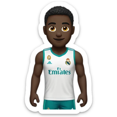 Black skin player with Real Madrid T-shirt with his arms open sticker