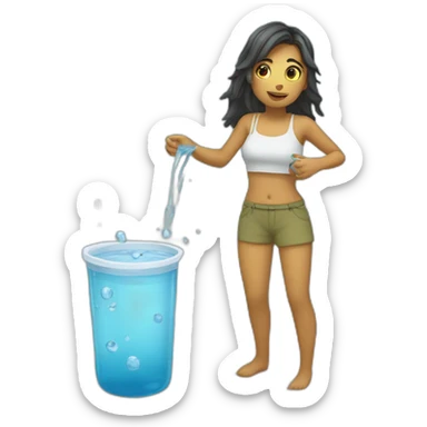 chica tomando agua sticker
