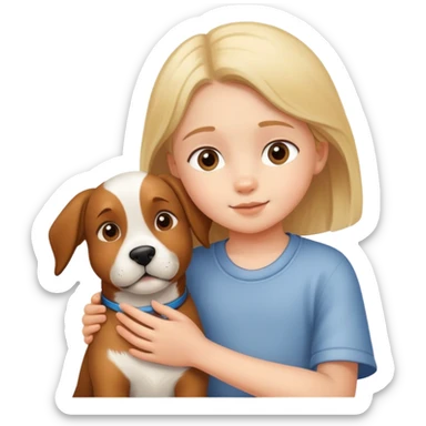 child gently petting a dog or cat, kind and friendly sticker