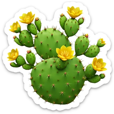 Isolated Prickly pear cactus with flowers sticker