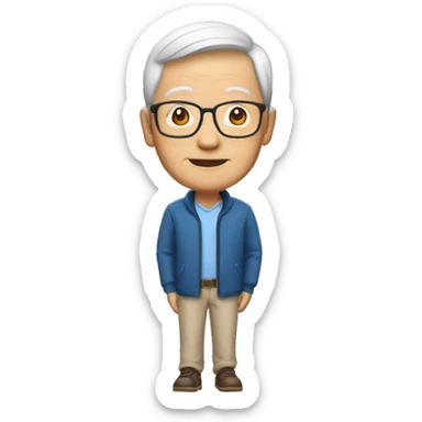 memoji, asian, old man, 57 years old, teacher sticker