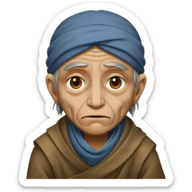 a beggar, simple, expressive sticker