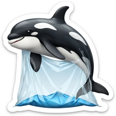 orca stuck in plastic waste bag sticker