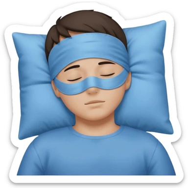boy with a sleeping mask above head like a band no pillow no face covered 
 sticker