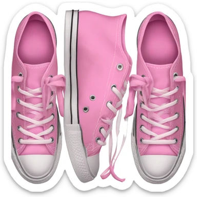 Zapatilla convers rosada, con los cordones sueltos, solo el par derecho, nuevas sticker