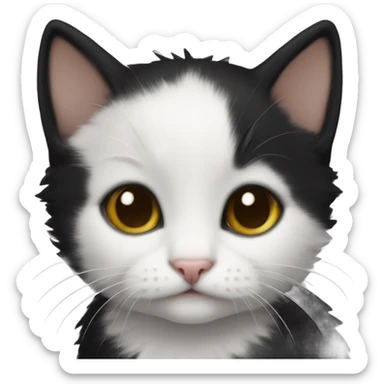 Little black kitten with white chest sticker