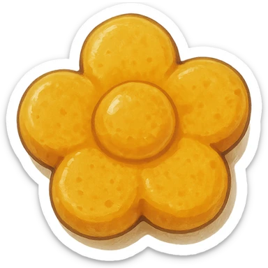 yellow flower-shaped candy, ghibli style, isolated on transparent background sticker