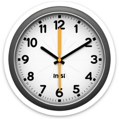 A 3D cartoon clock showing a few minutes before twelve, clean minimal background, Memoji-style. sticker