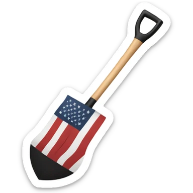 American flag connected to a black shovel sticker