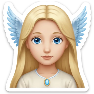 girl whit long blond hair, blu eyes and an angelic face sticker