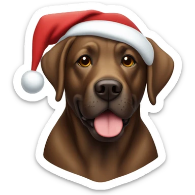 A brown lab with a Santa hat on sticker