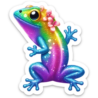 Lisa frank glitter gecko with a lily sticker