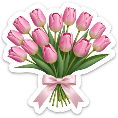 Pastel pink tulip bouquet with bow sticker