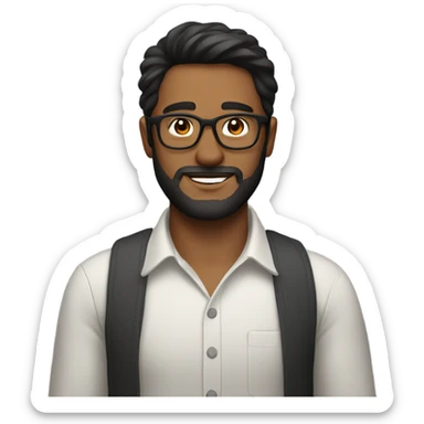 Handsome man with glasses and dark hair and beard mid fou sticker