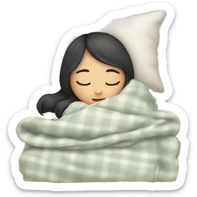 Asian girl sleeping in cozy blanket sticker