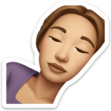 Woman with brown hair and brown eyes and light skin sleeping sticker