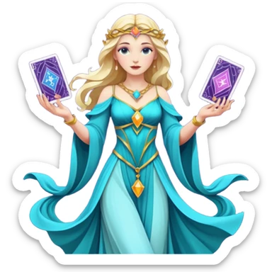fantasy magic goddess tarot card low poly sticker