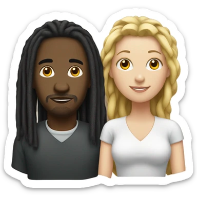 Black man with dreadlocks hanging out with one white woman sticker