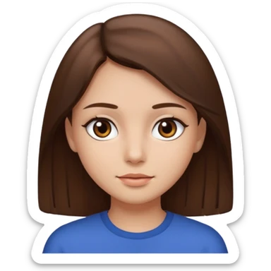 girl with brown hair and dark brown eyes, straight hair  sticker