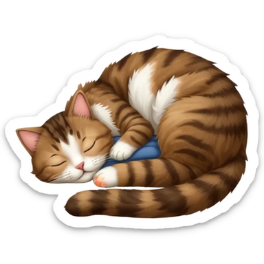 dark brown tabby and white cat sleeping in funny positions upside down sticker