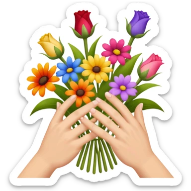 💐 and middle fingers remove the person more flowers, middle fingers only with non metallic hands  sticker