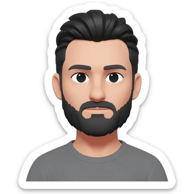 white man with black and grey beard and pony tail sticker