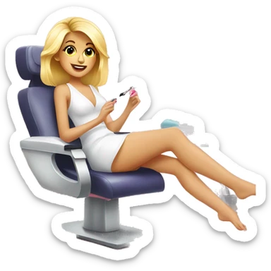 Pretty blonde girl getting a pedicure in a nail salon sticker