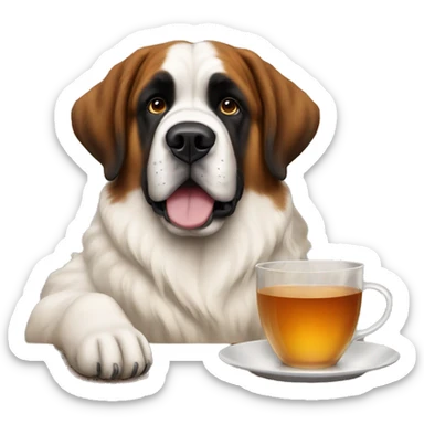 Saint Bernard drinking tea sticker