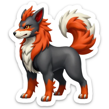 Shiny Exotic Gothic Houndoom-Arcanine-Pokémon-Fakémon-hybrid-creature sticker