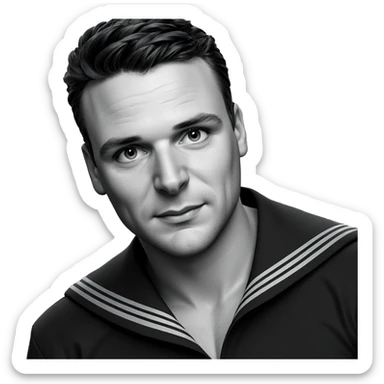 sailor boy portrait in greyscale sticker