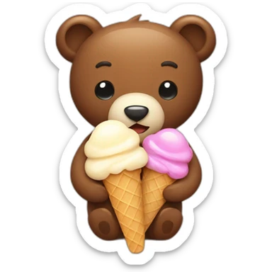 Cute bear eating ice cream on a stick sticker