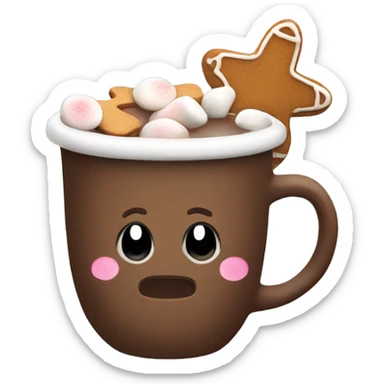 Hot chocolate cup with gingerbread and marshmallows  sticker