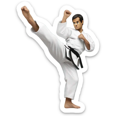 daniel larusso doing a karate kick  sticker
