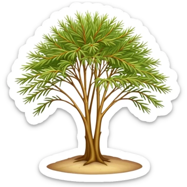 Cinematic Realistic Allocasuarina Emoji, Tall and elegant, with long, needle-like foliage that gives the tree a fine, wispy appearance. The tree’s soft, golden-brown color adds warmth to the landscape. Soft glowing outline, capturing the essence of Australian beauty, strength, and serenity in an allocasuarina tree! sticker