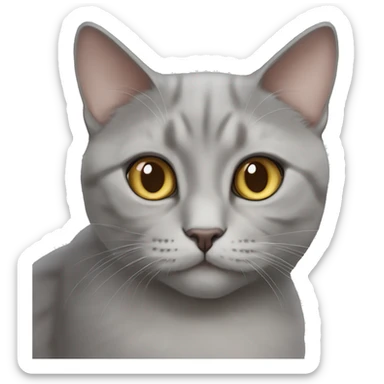 British light grey cat wish hazel eyes and lop-eared sticker